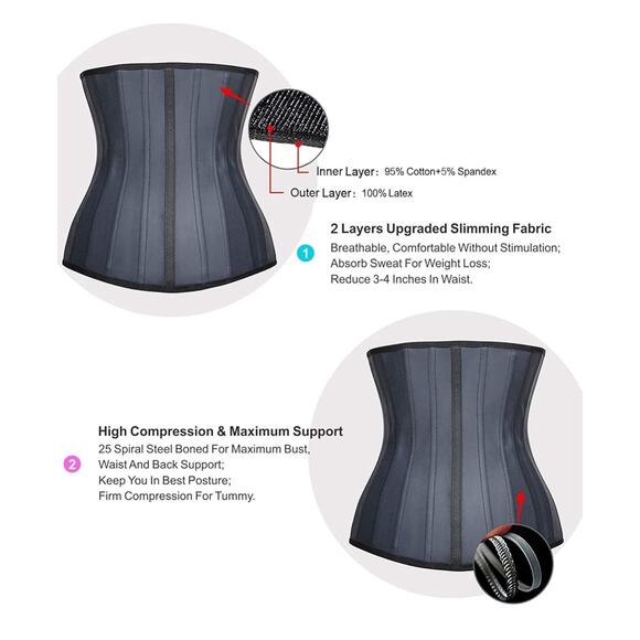 NWT YIANNA Waist Trainer Latex Underbust Corset Size Small - Picture 6 of 6